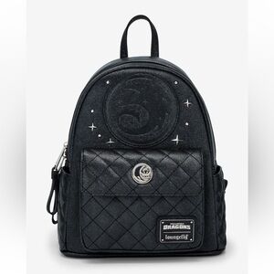NEW Loungefly How to Train Your Dragon Night Fury Quilted Mini Backpack